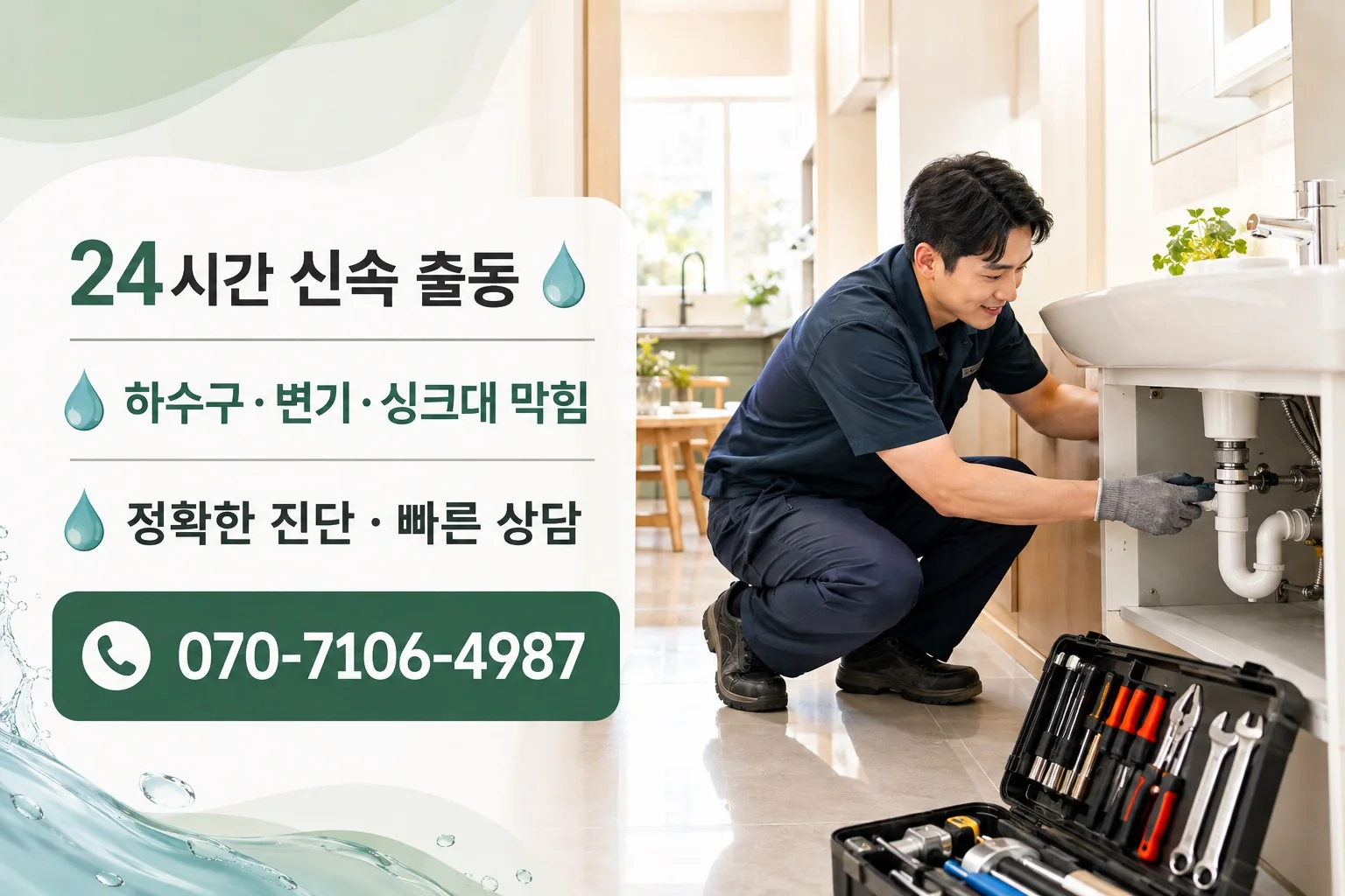 온가람배관 주거 싱크대 배관 점검 서비스 안내